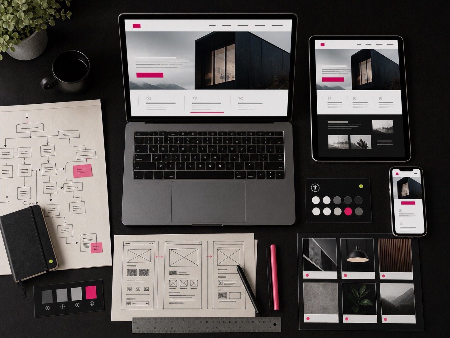 Visualisierung eines strukturierten Webdesign-Arbeitsprozesses